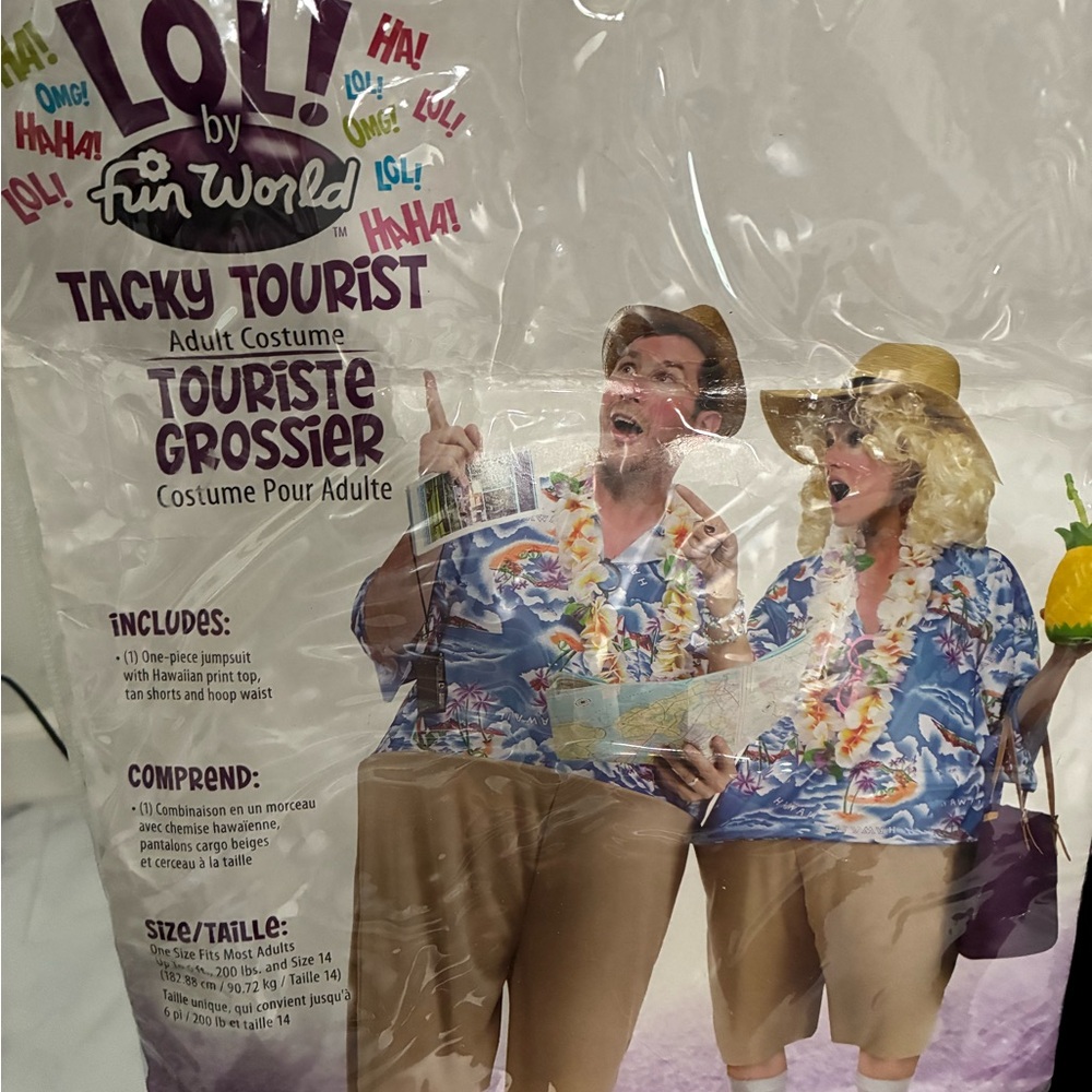 Tacky Tourist Adult Costume - Blue and Tan set of 2